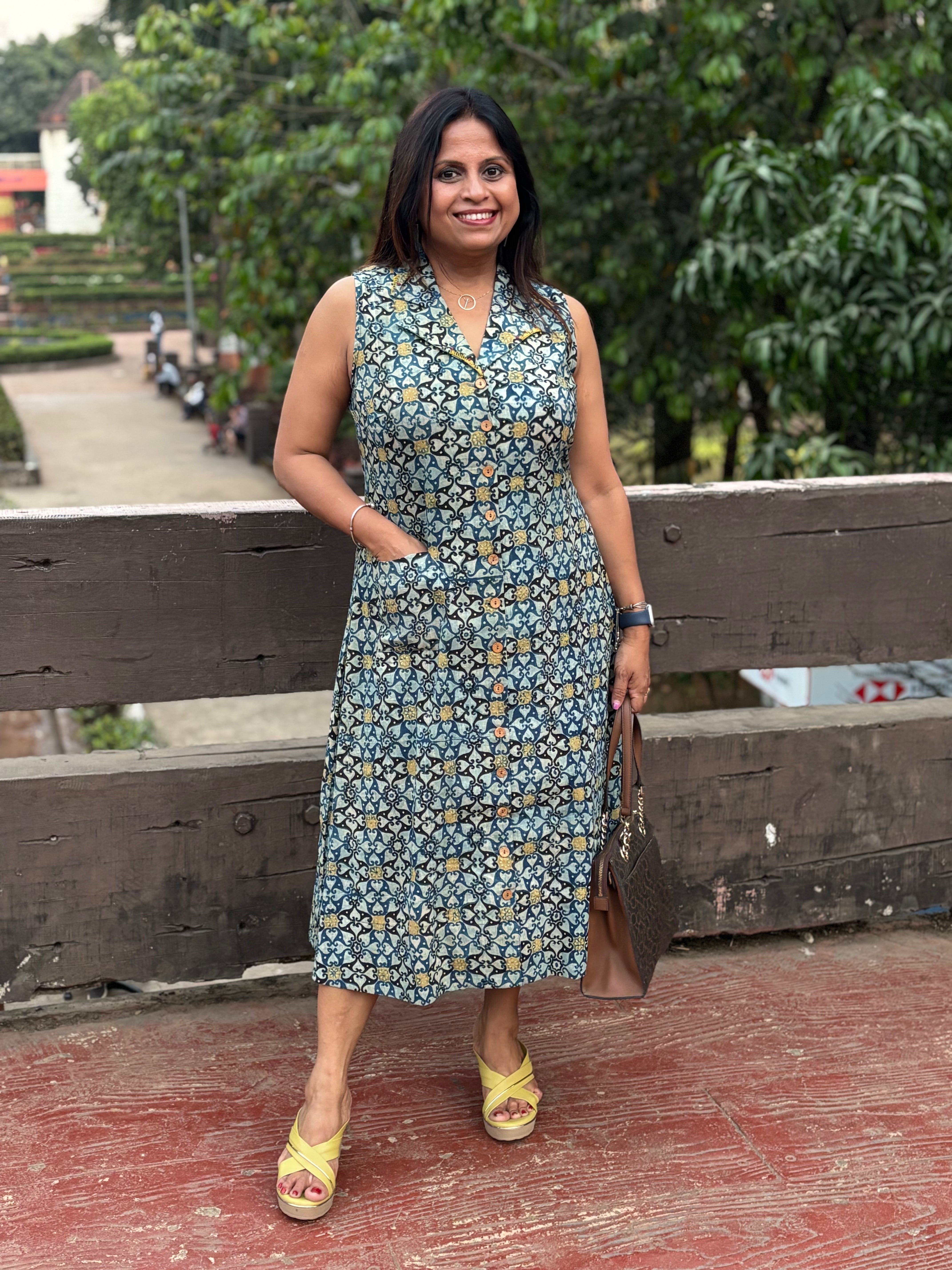 Lapel Collar Midi Dress