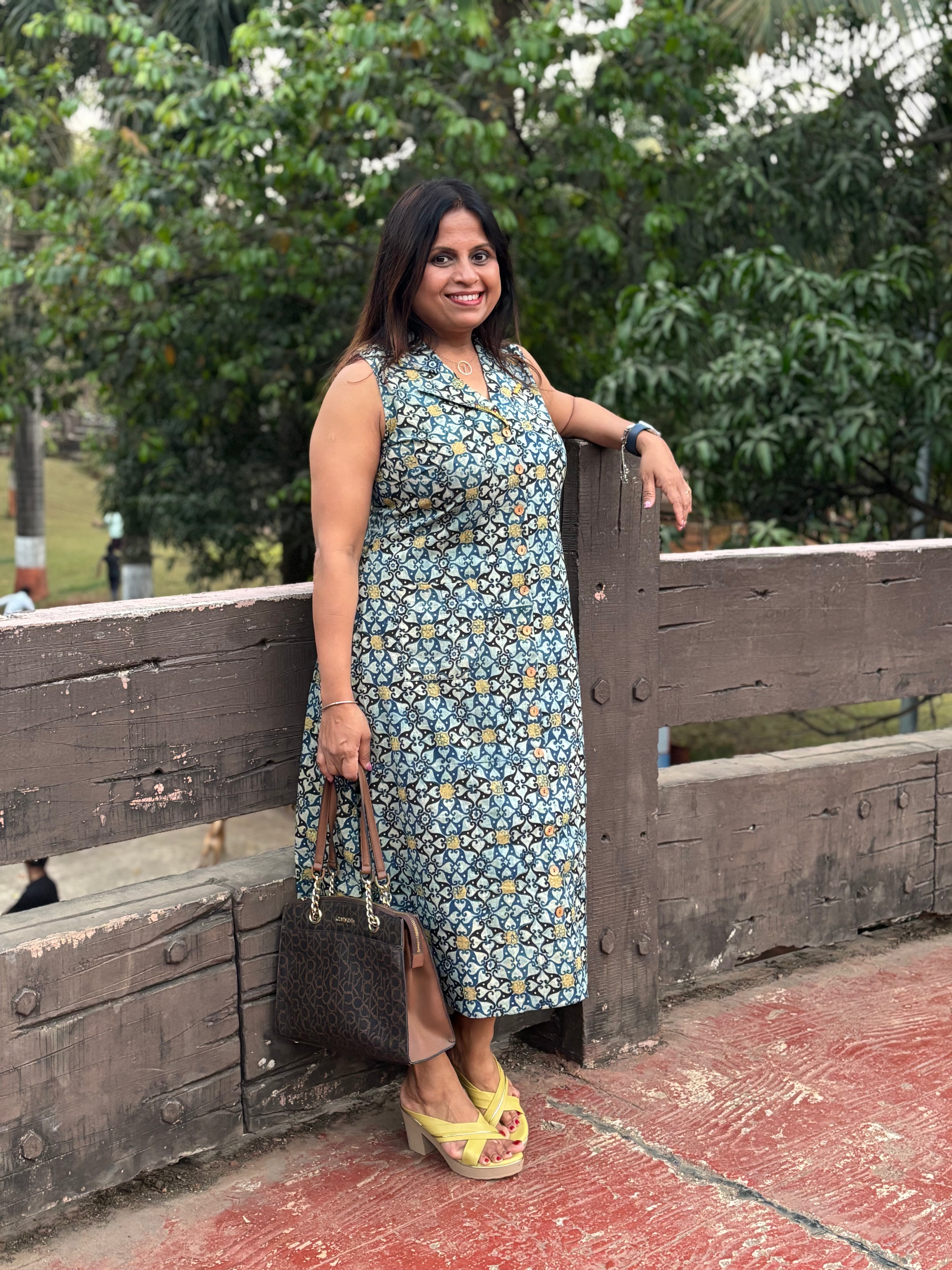 Lapel Collar Midi Dress