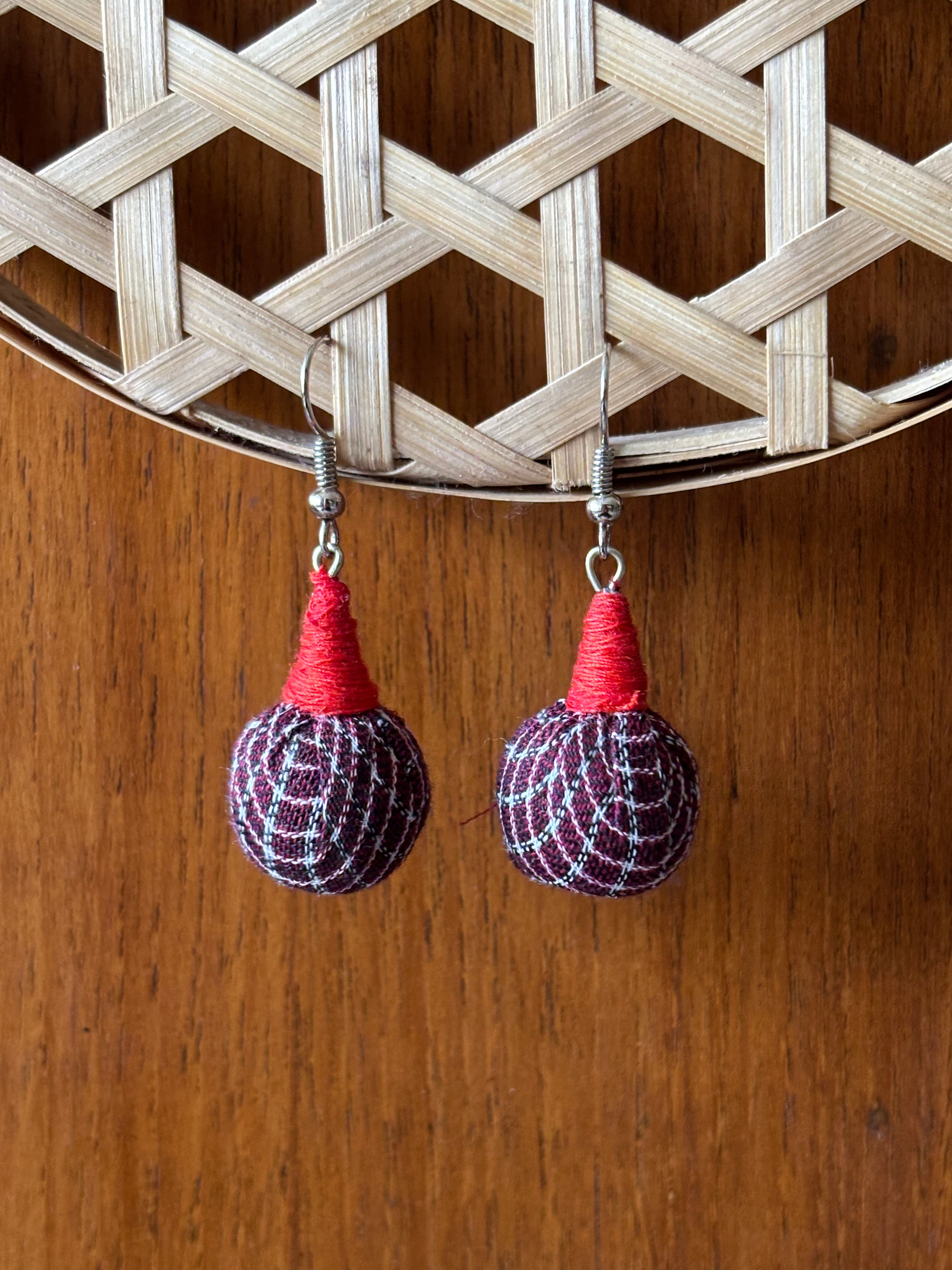 Maroon Kunbi Fabric Earrings