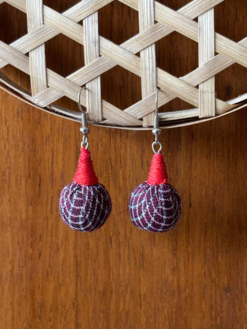 Maroon Kunbi Fabric Earrings