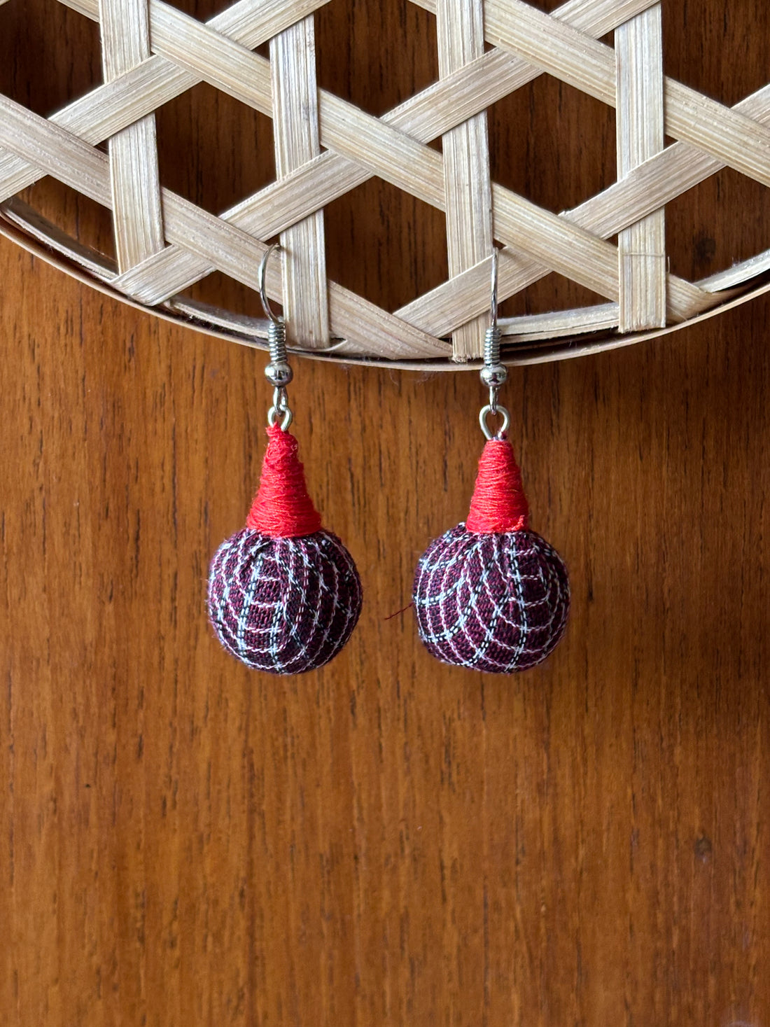 Maroon Kunbi Fabric Earrings