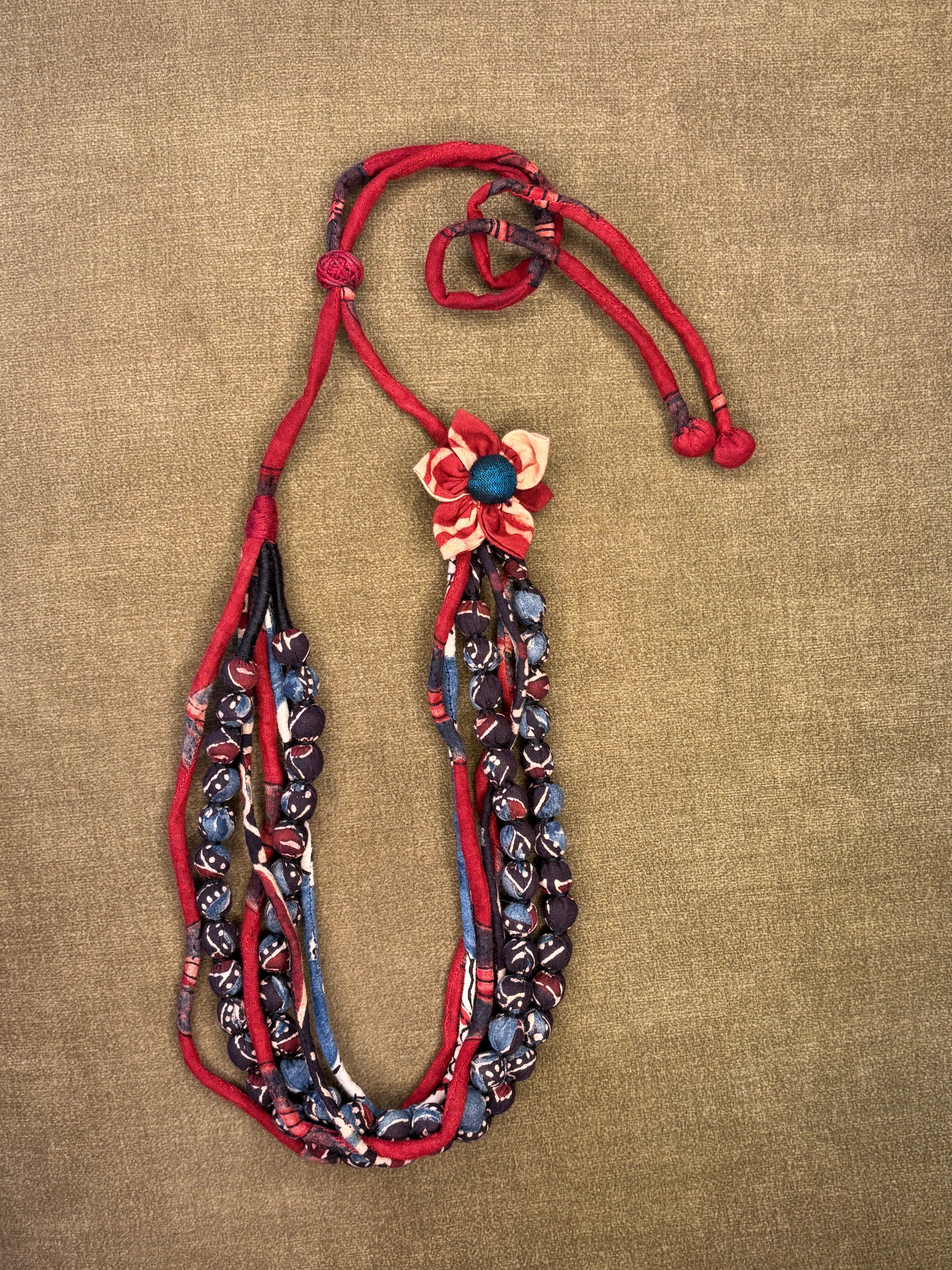 Ajrakh Floral Multi-Layer Necklace