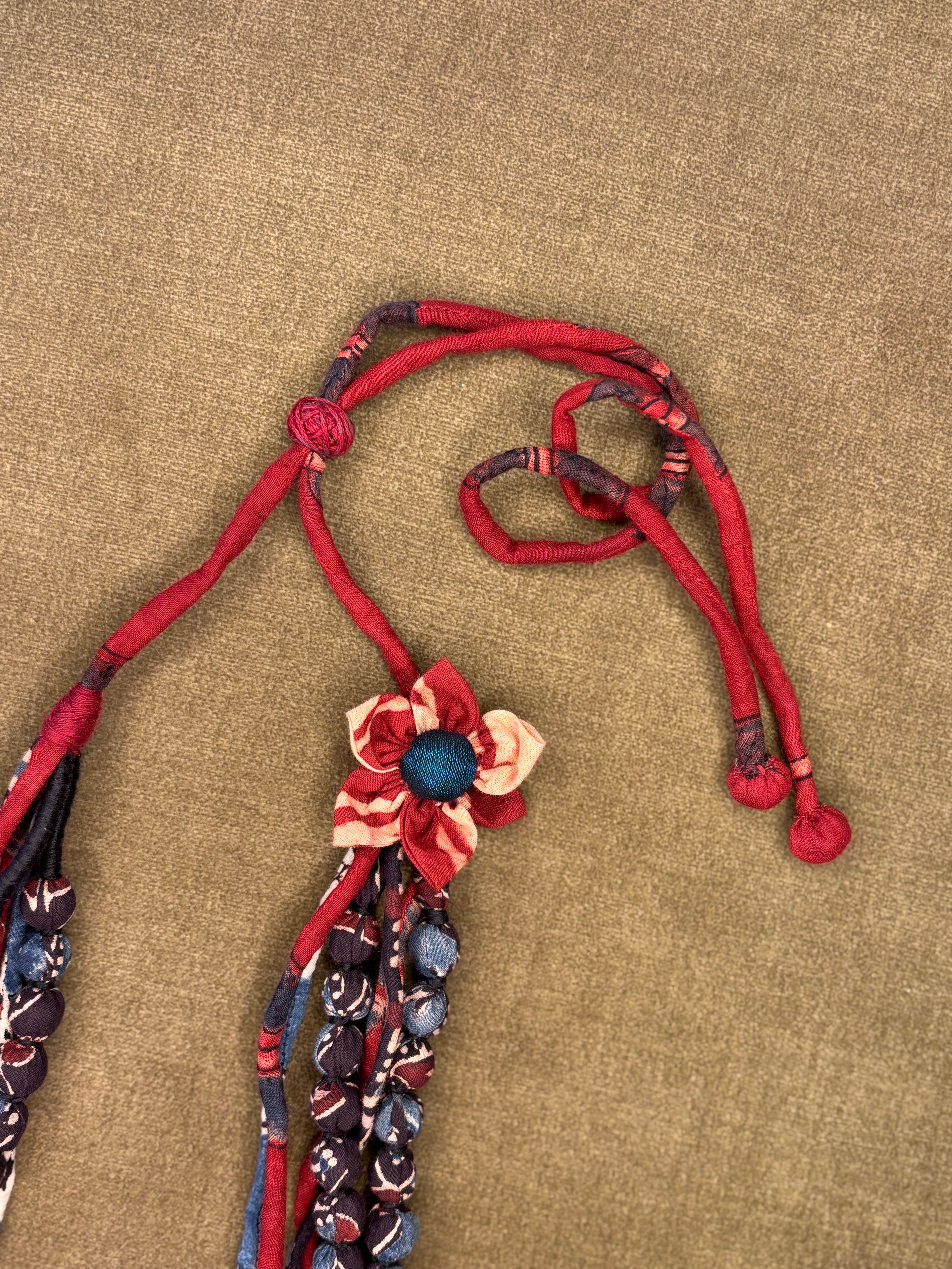 Ajrakh Floral Multi-Layer Necklace