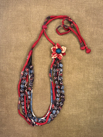 Ajrakh Floral Multi-Layer Necklace