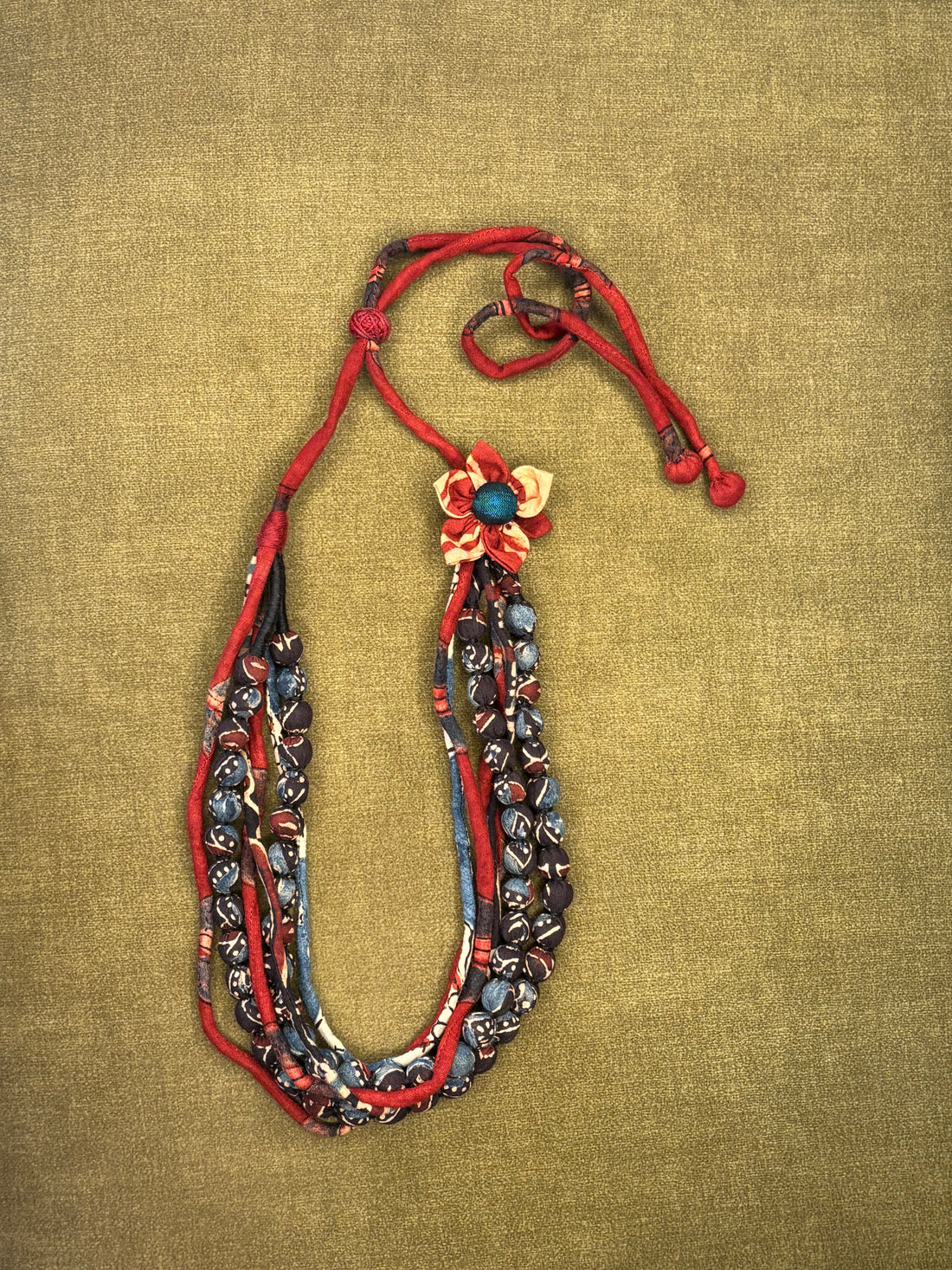 Ajrakh Floral Multi-Layer Necklace