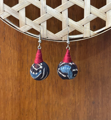 Black Ajrakh Fabric Earrings