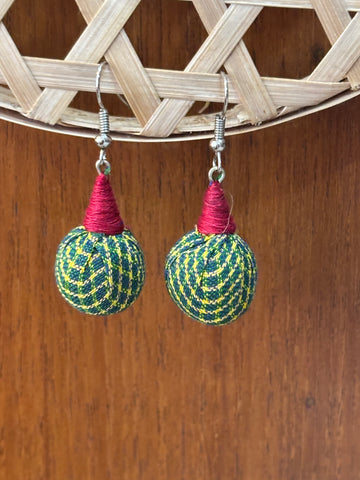 Green Kunbi Fabric Earrings