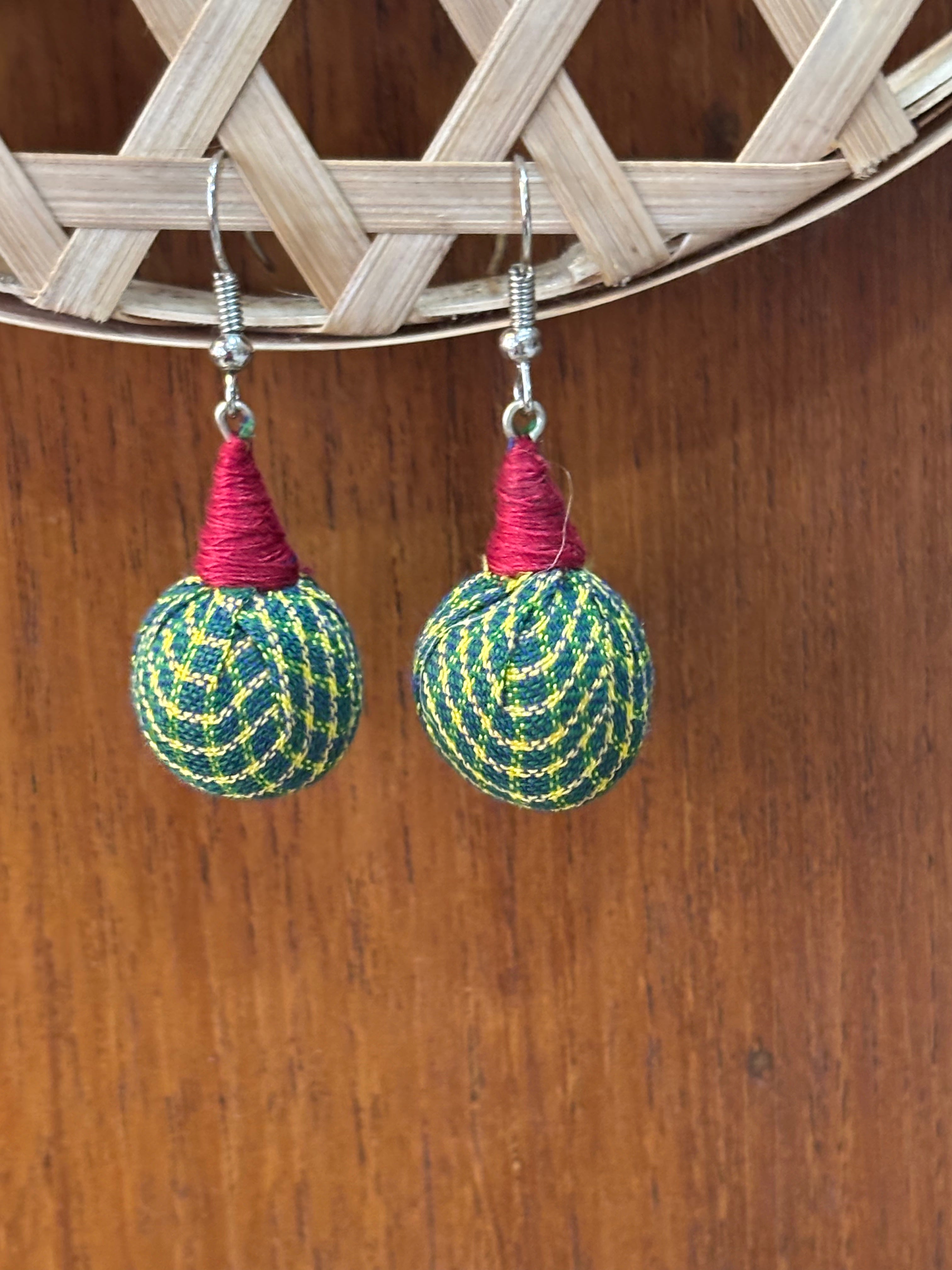 Green Kunbi Fabric Earrings
