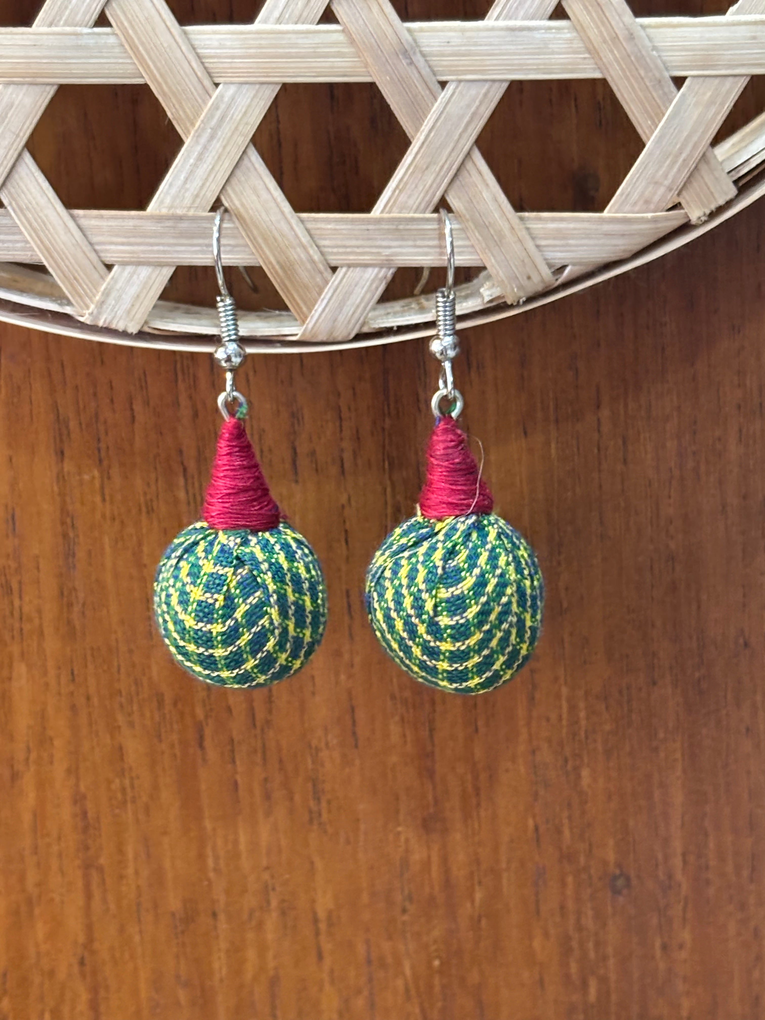 Green Kunbi Fabric Earrings