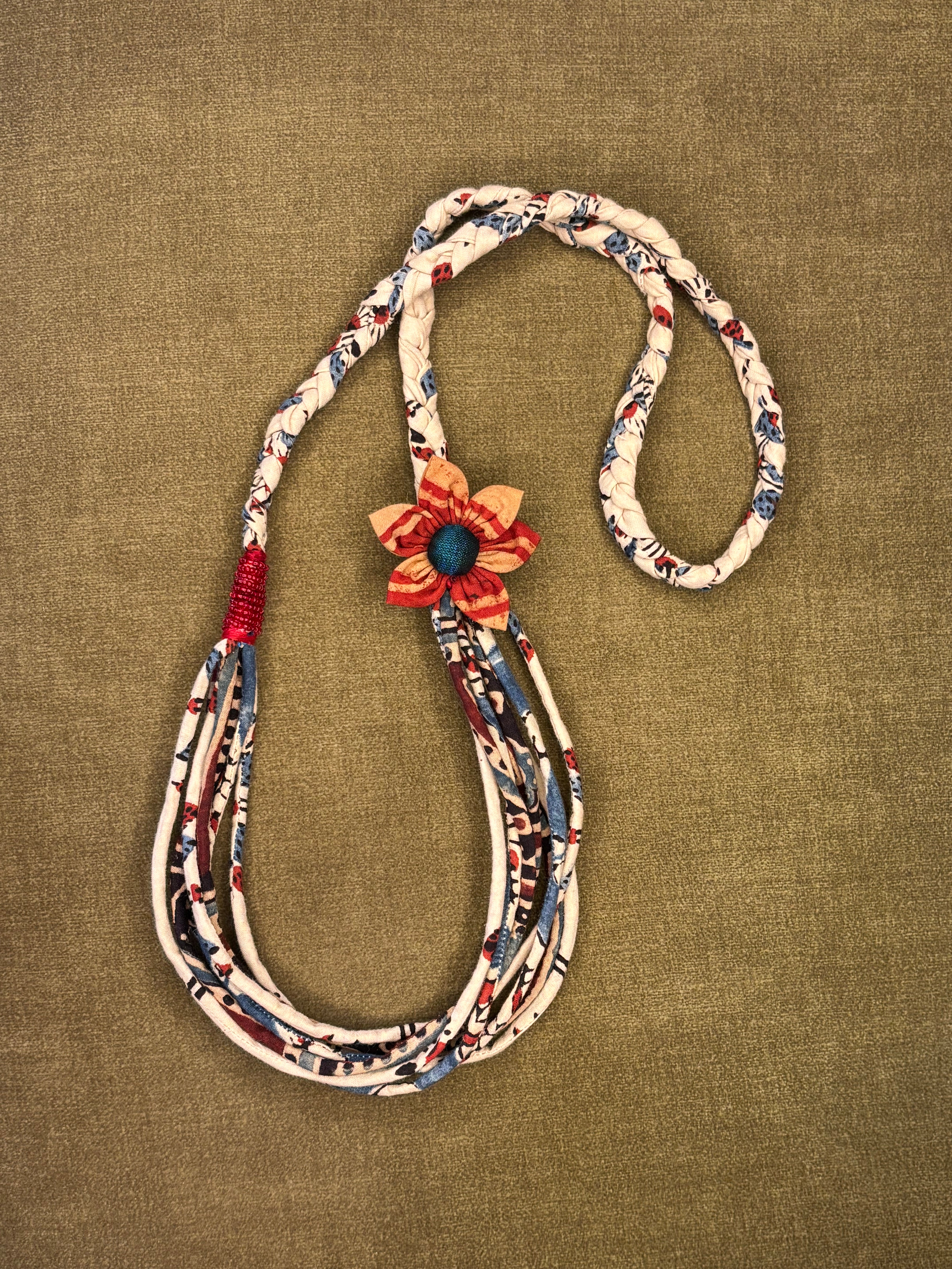 Ajrakh Tassel Layered Necklace