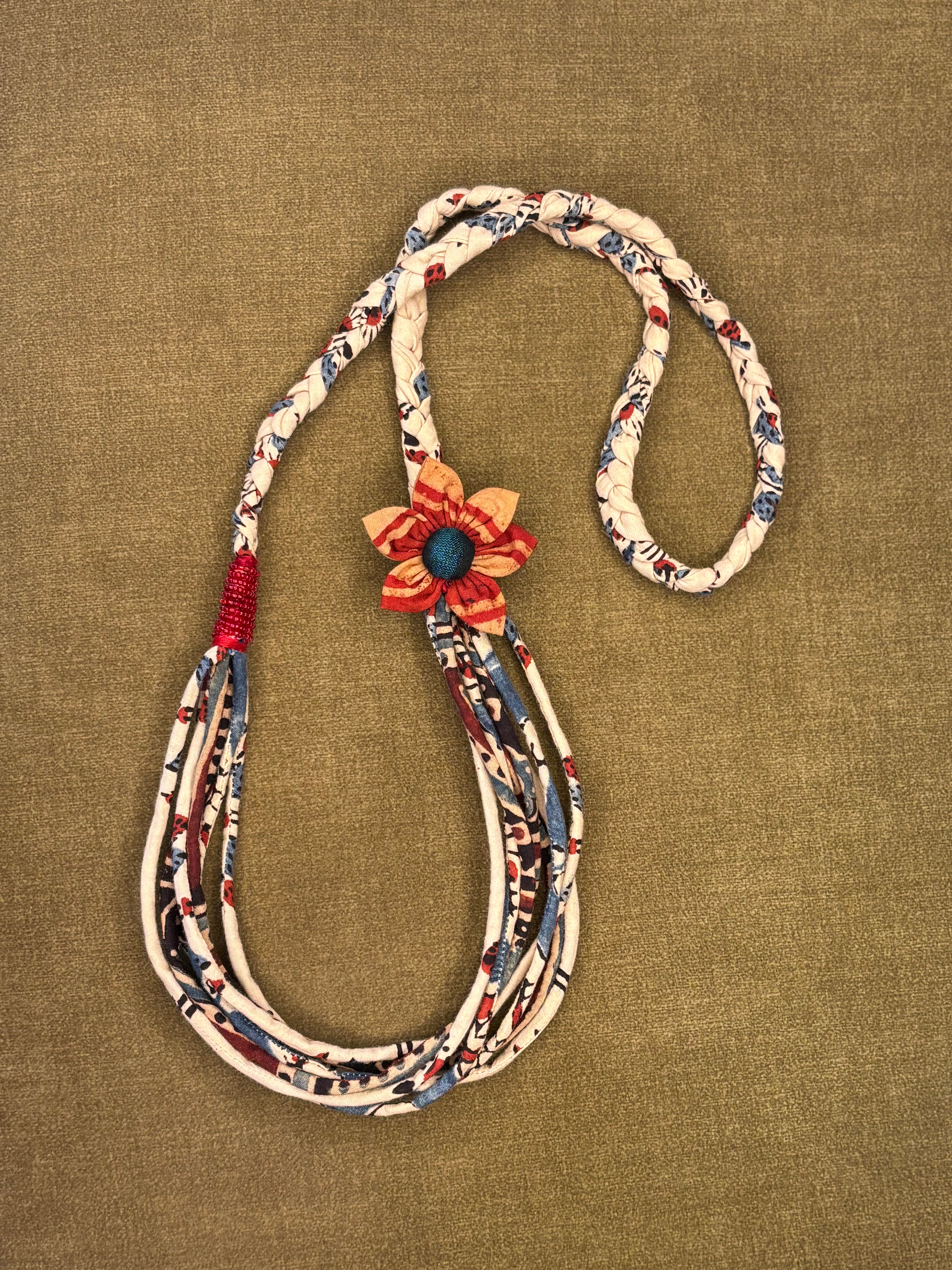 Ajrakh Tassel Layered Necklace