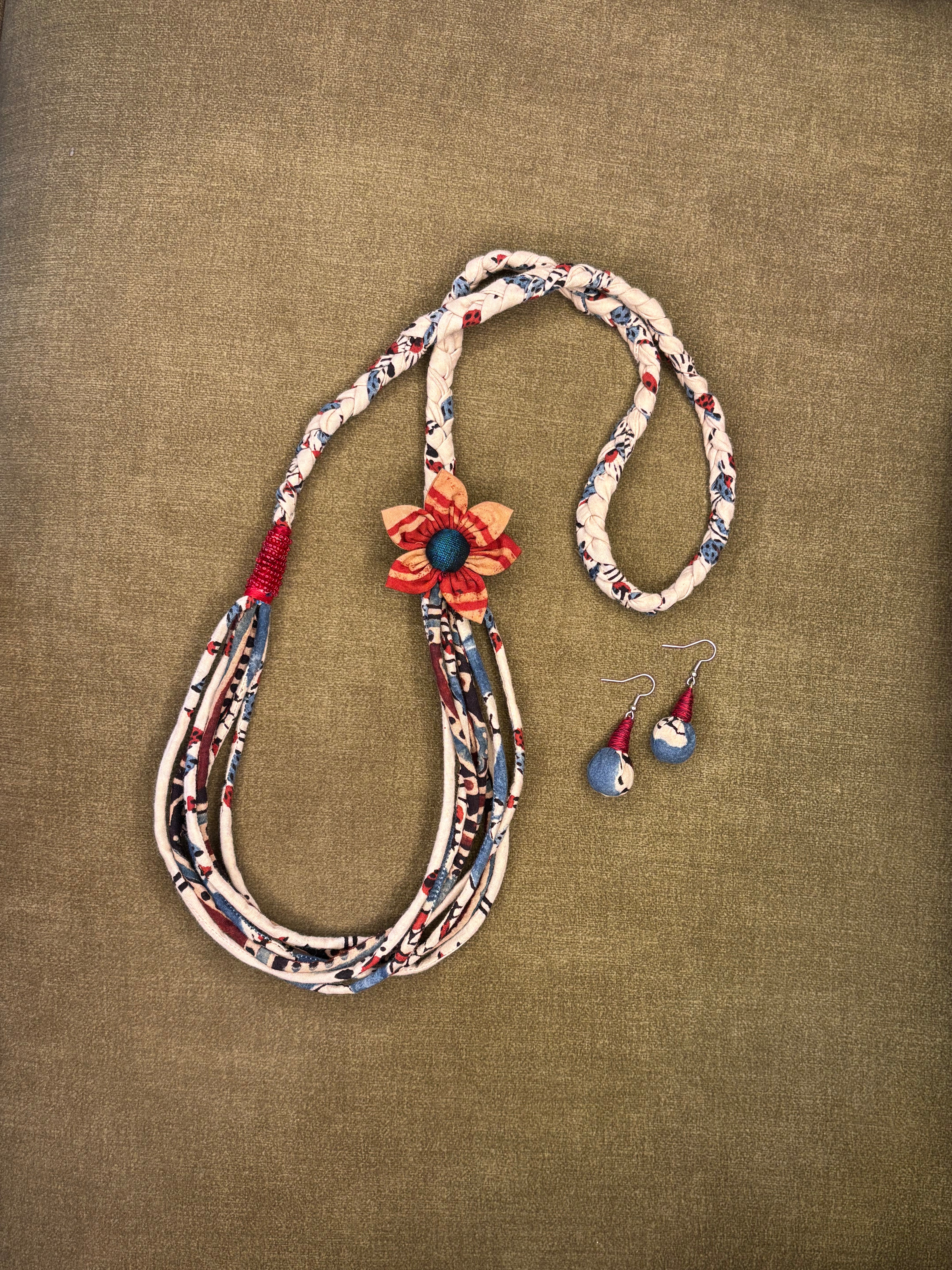 Ajrakh Tassel Layered Necklace