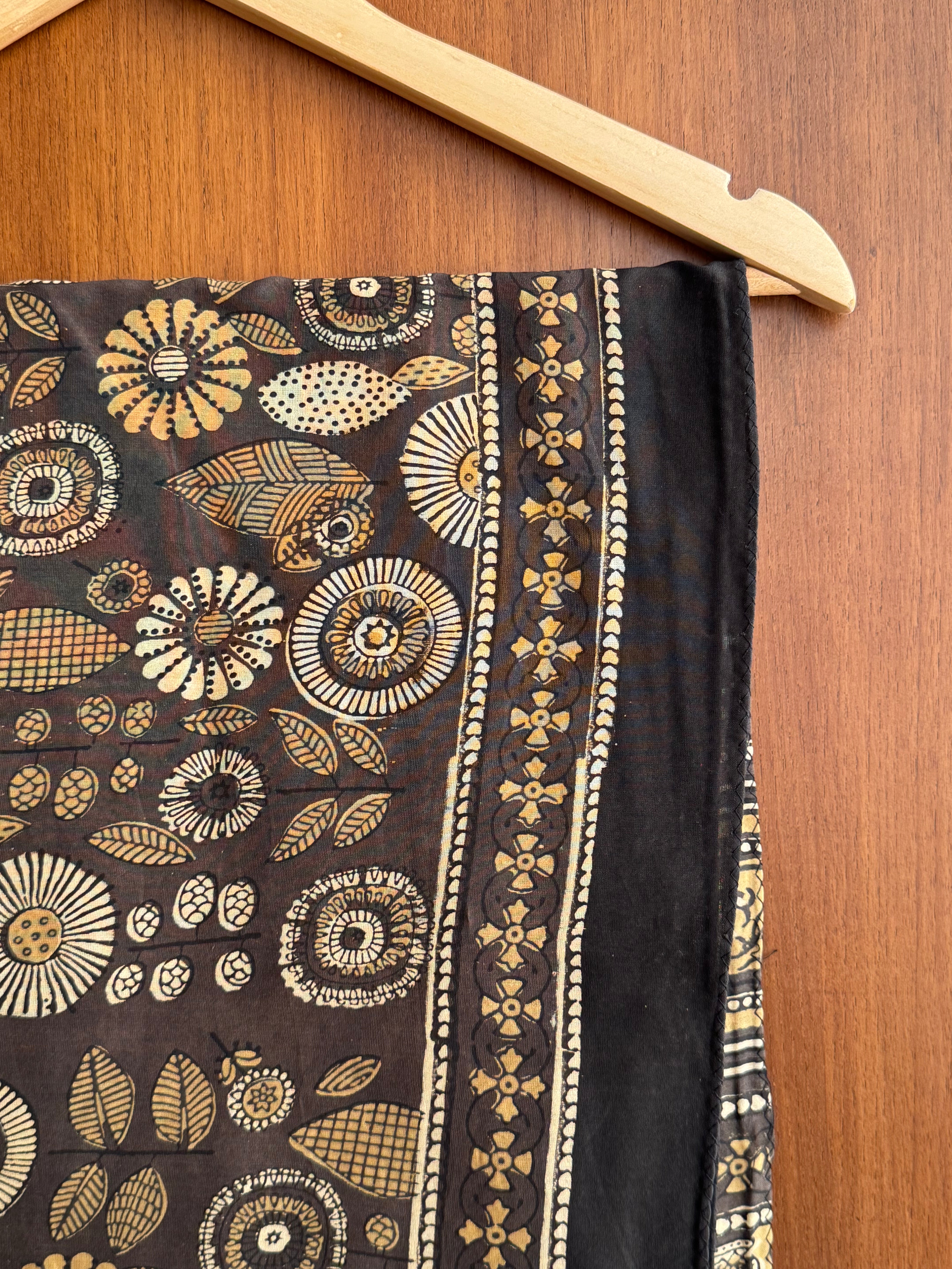 Brownish Yellow Ajrakh Chanderi Stole