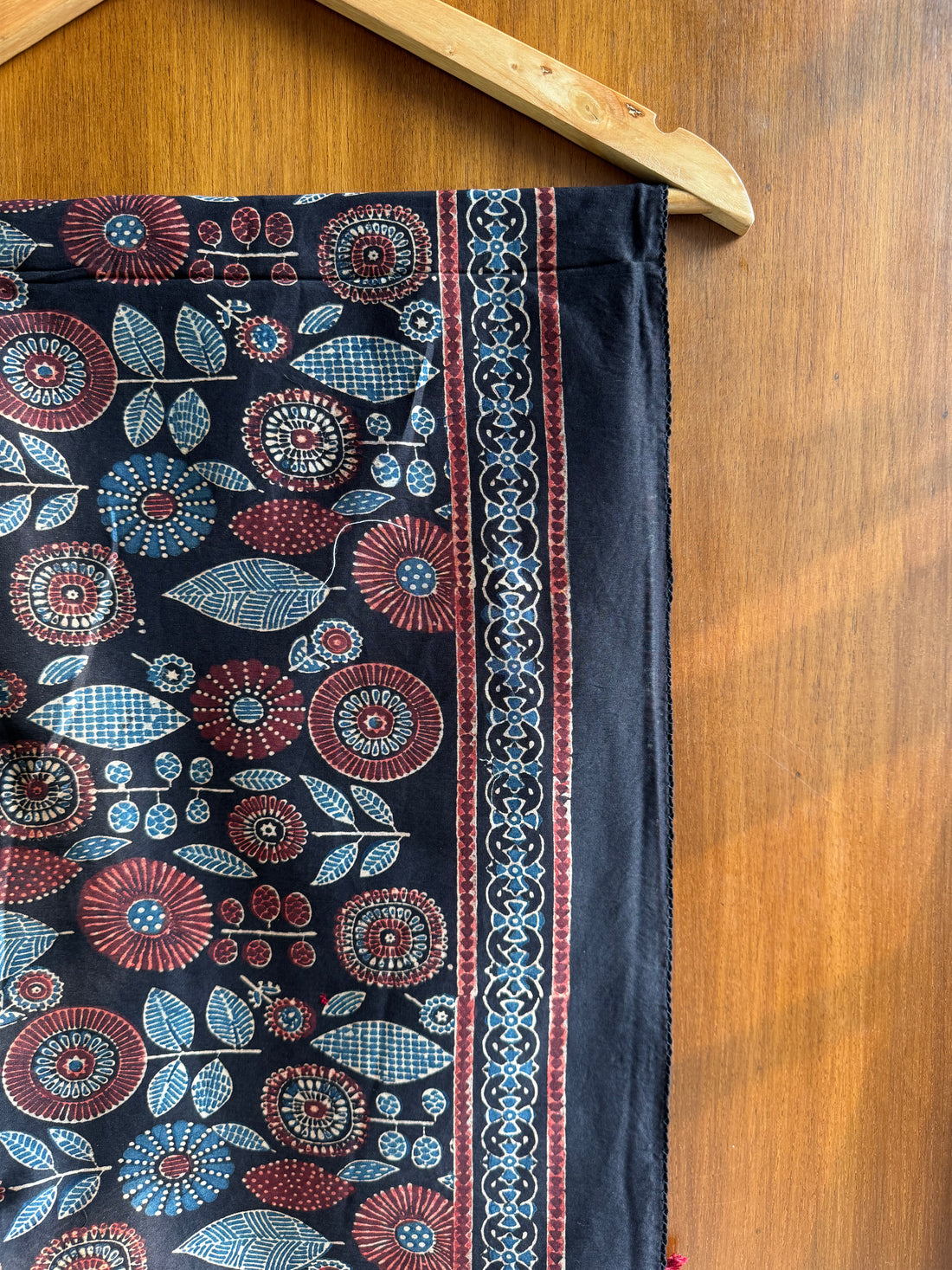 Black Ajrakh Floral Chanderi Stole
