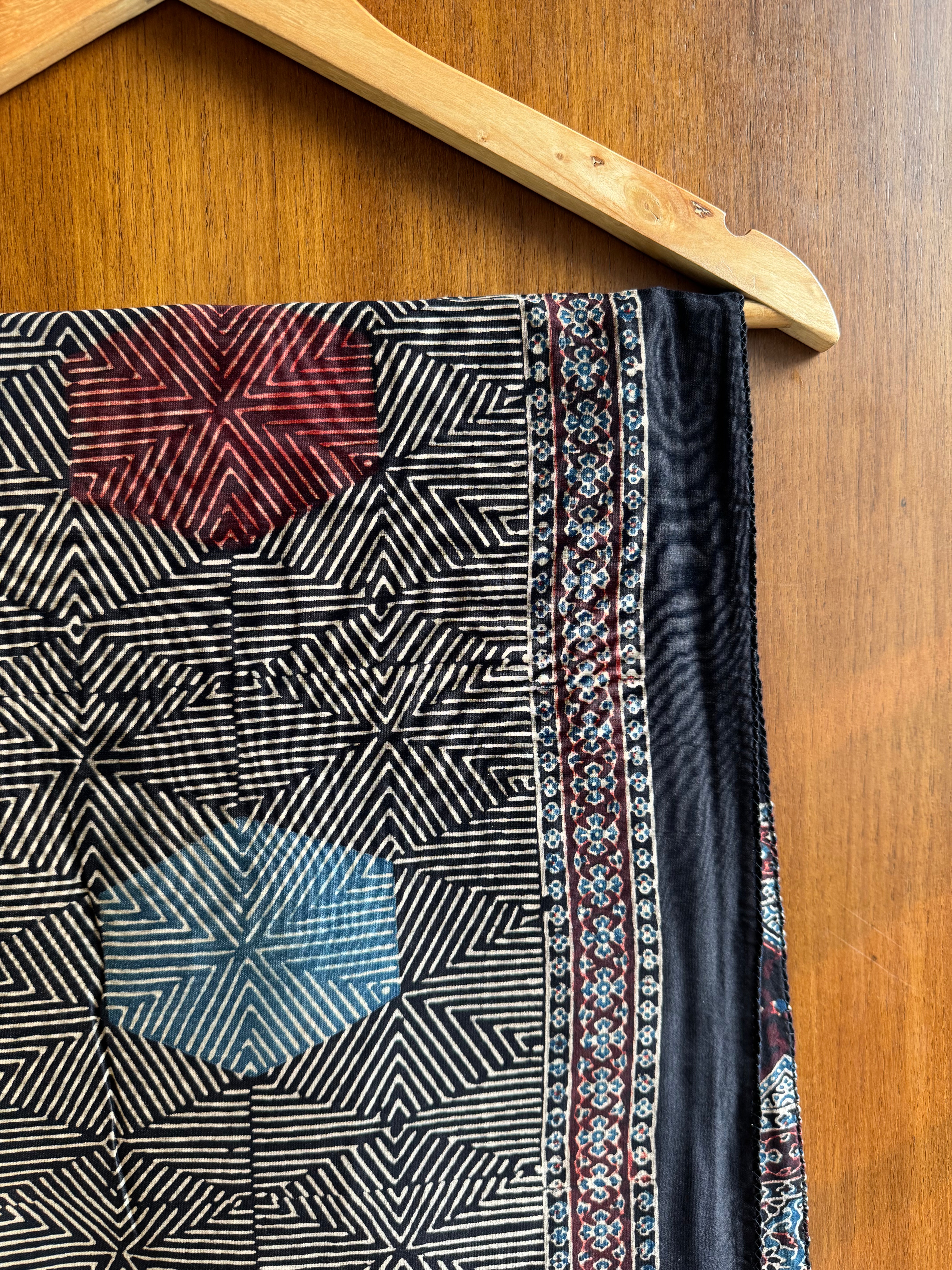 Black Ajrakh Chanderi Stole