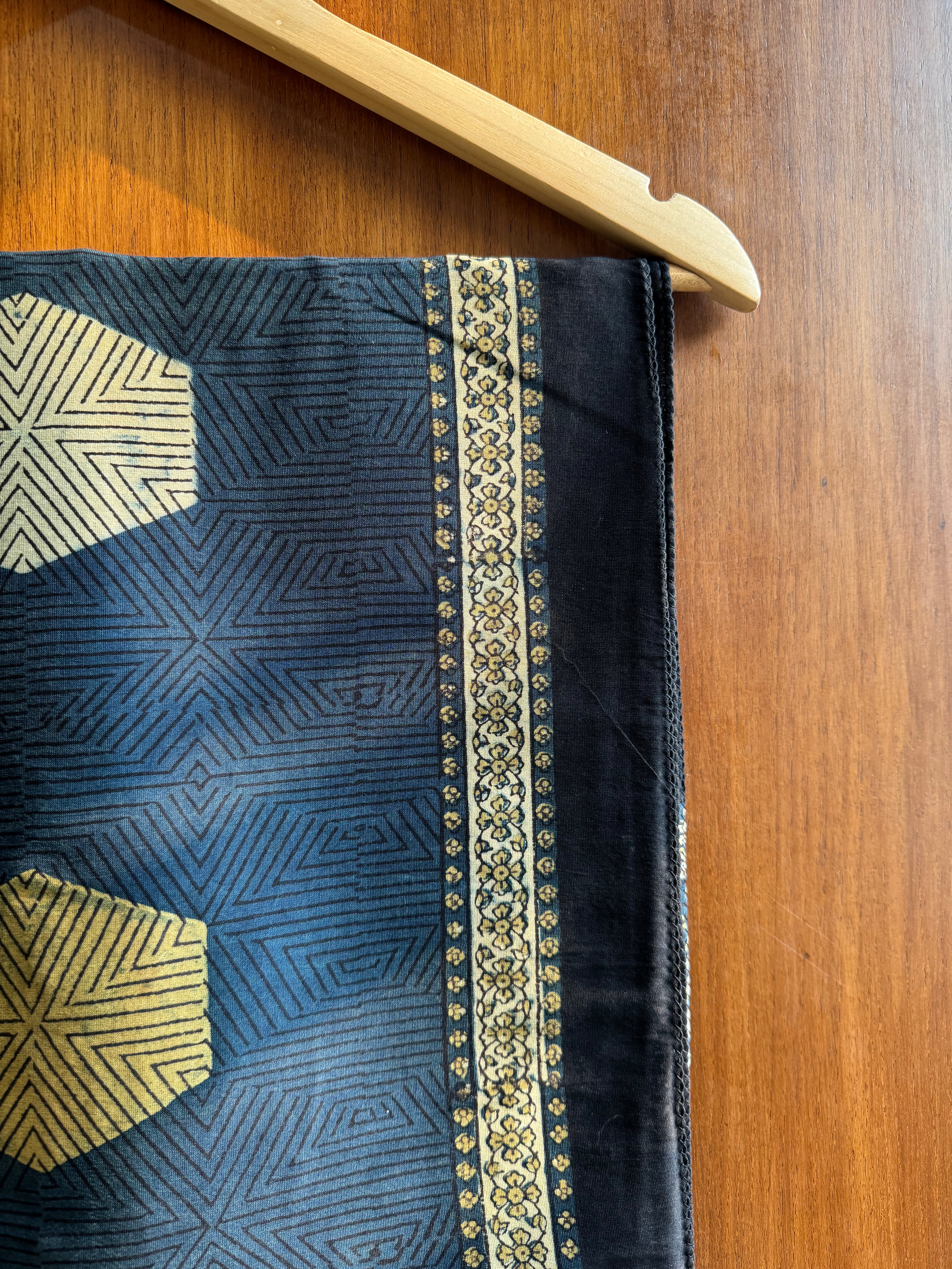 Blue Ajrakh Chanderi stole