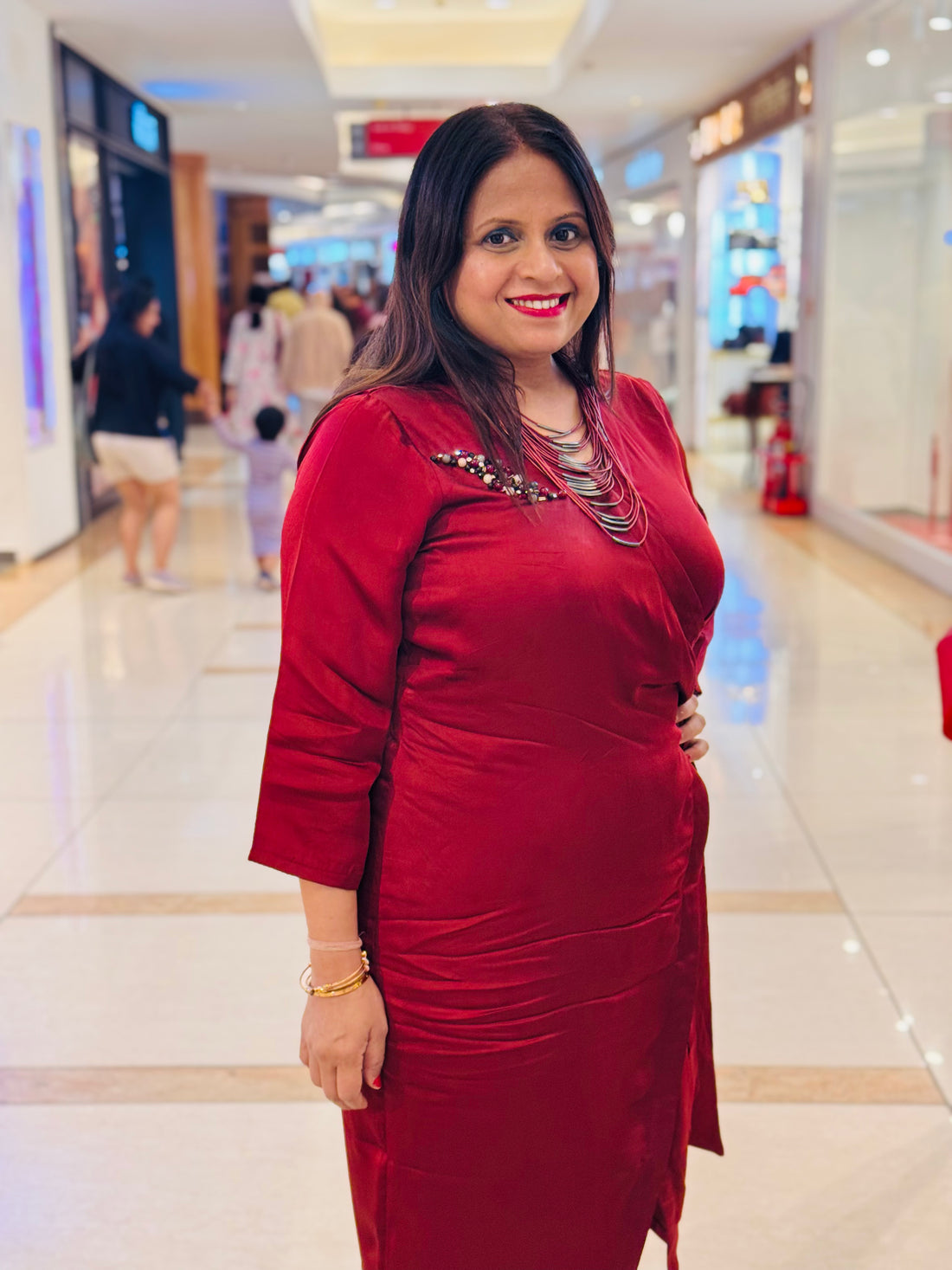 Modal Silk Wrap Around Dress- Maroon